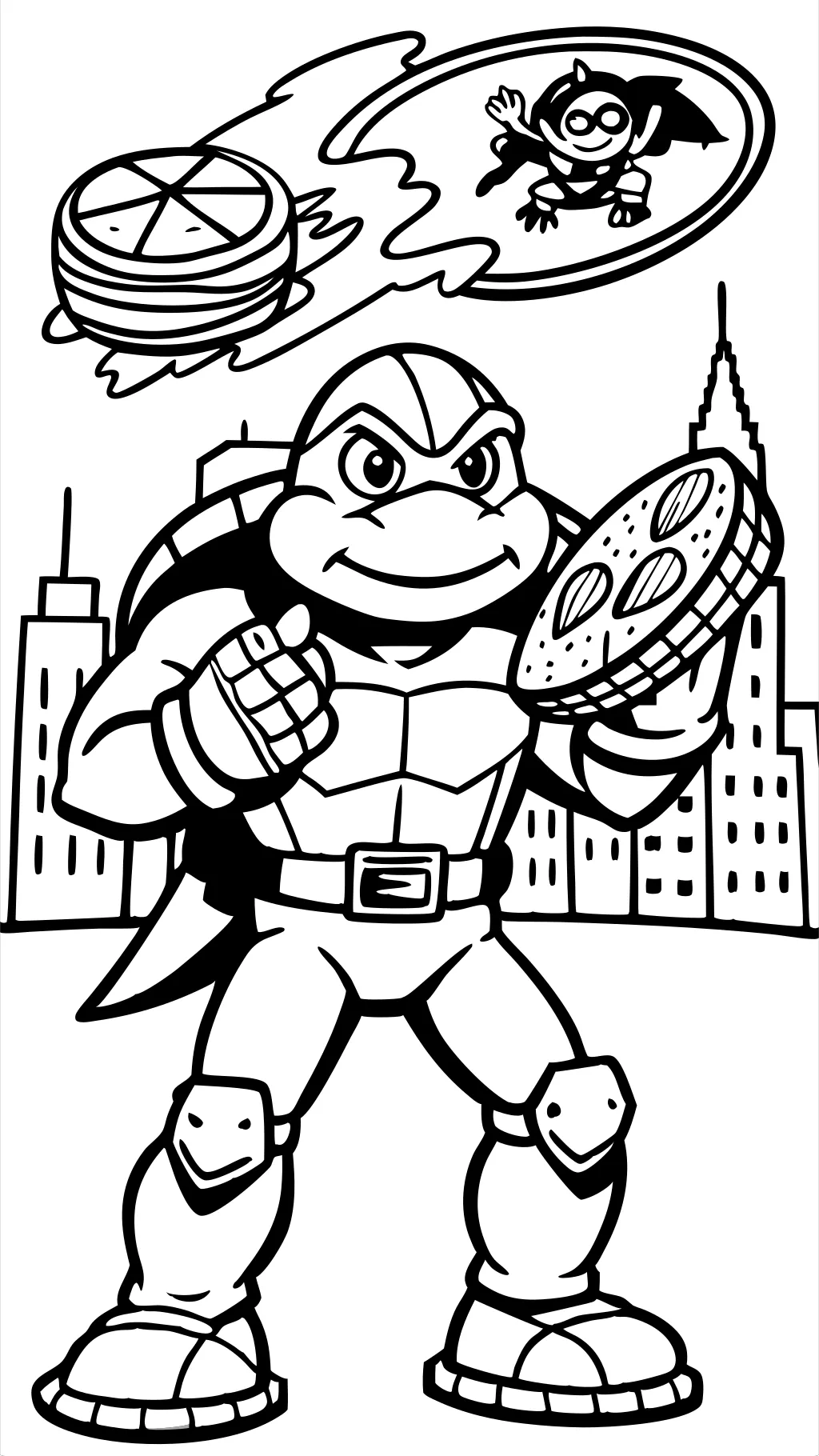 Página para colorear de tortuga de Michelangelo Ninja